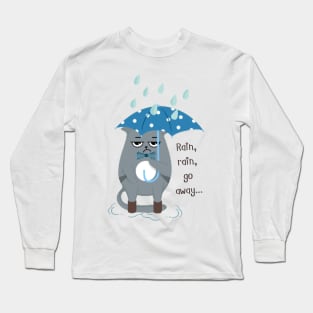 Cute cat in the rain Long Sleeve T-Shirt